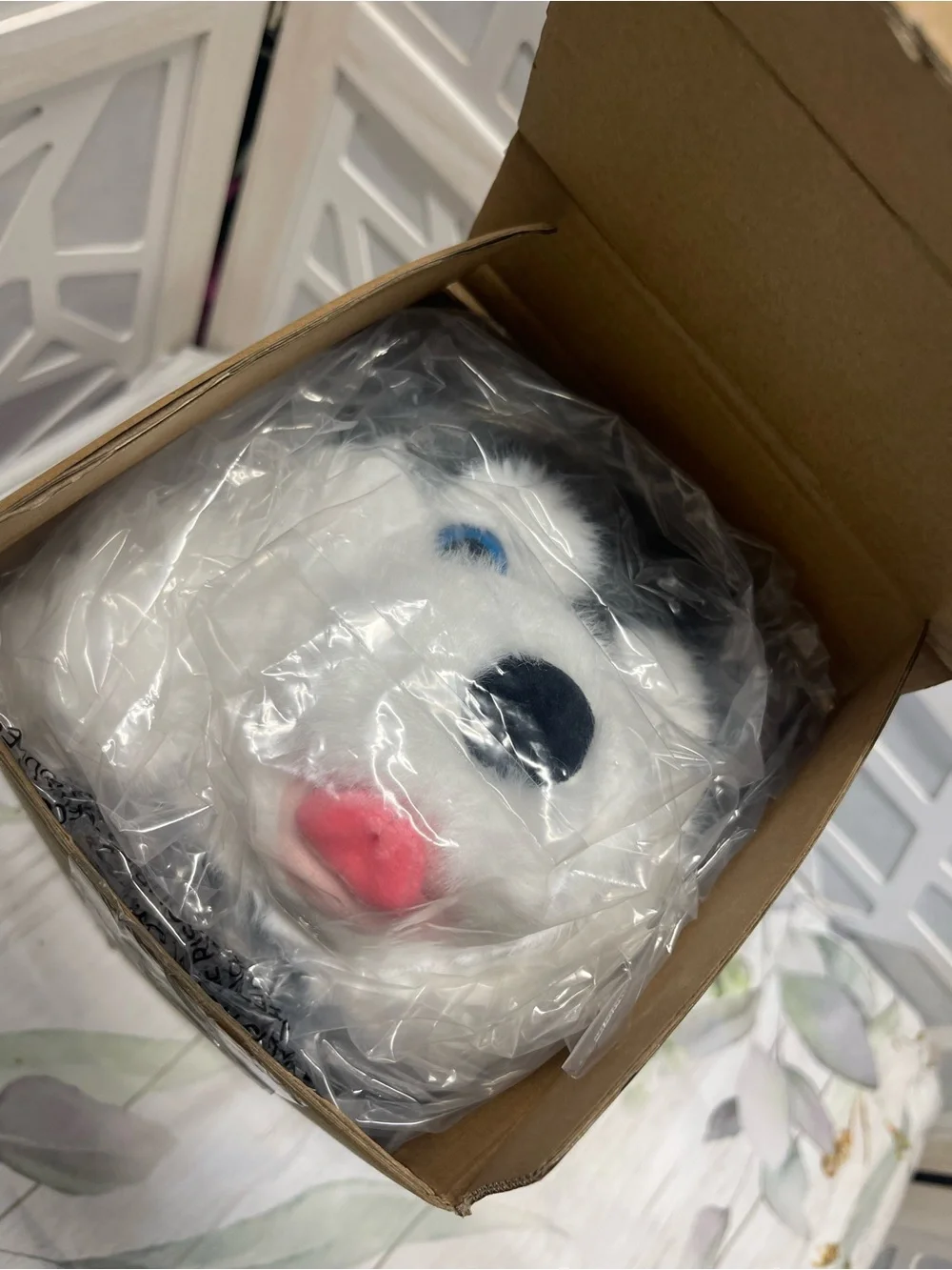 Cozy Husky Plush Pillow - Gray & White Comfort